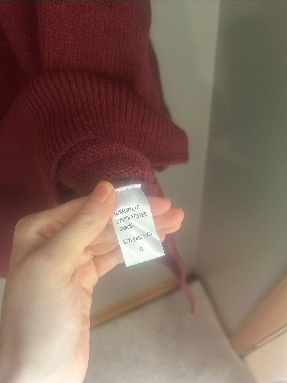 Mustard Seed Oversized Mock Neck High Low Sweater - Burgundy - Picture 15 of 15